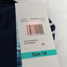 Load image into Gallery viewer, High Neck One-Piece Swimsuit w/ Print Inset. On Your Mark Mix Navy, size 16