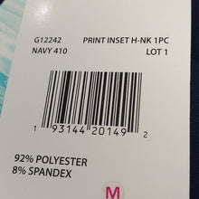 Load image into Gallery viewer, High Neck One-Piece Swimsuit w/ Print Inset. On Your Mark Mix Navy, size 16