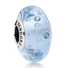 Load image into Gallery viewer, Pandora Retired Sterling Silver Ice Drops Blue Murano Glass Charm - 796365CZB