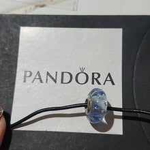 Load image into Gallery viewer, Pandora Retired Sterling Silver Ice Drops Blue Murano Glass Charm - 796365CZB