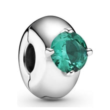 Load image into Gallery viewer, Pandora Sterling Silver Round Solitaire Silicone Clip Green 799204C03