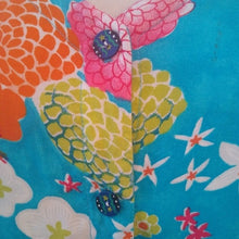 Load image into Gallery viewer, Tropical Mix Resortwear Embellished Blouse, Turquoise/Multi, Size Medium