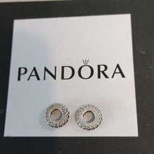 Load image into Gallery viewer, Pandora Sterling Silver Blue Pave Sparkle Spacer Charms, 791359ncb, set of 2
