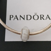 Load image into Gallery viewer, Pandora Sterling Silver Gray Murano Glass Bead w/ Candy Stripes-790686