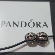 Load image into Gallery viewer, Pandora Sterling Silver Leading Lady Bead w/Salmon Zirconia 791115Czs, Set of 2