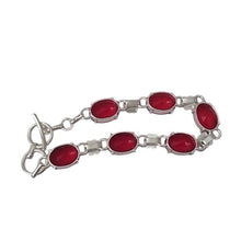 Load image into Gallery viewer, Red Garnet + Sterling Silver Chain Toggle Bracelet, up to 8"