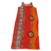 Load image into Gallery viewer, Orange Printed Scoop Neck Long Shift Dress, size Small