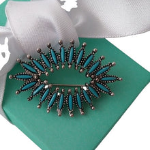 Load image into Gallery viewer, Vintage Zuni Petit Point Sterling Silver + Turquoise Oval Brooch