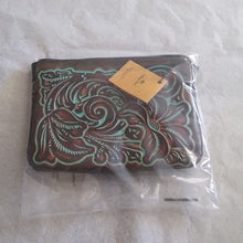 Load image into Gallery viewer, Patricia Nash P349133 Cassini Leather Tooled Turquoise Clutch Wristle…