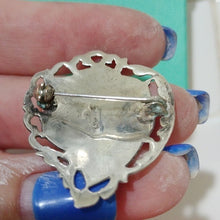 Load image into Gallery viewer, Vintage Sterling Silver Niello Blue Enamel Brooch Thai Mekkala God…