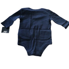 Load image into Gallery viewer, Nike Baby "Coming to A Field Near You" One piece in Obsidian Blue, 0-3m