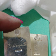 Load image into Gallery viewer, Debora Wayne Sterling Silver+ Dichroic Multi-color Glass Stud Earrings 1998