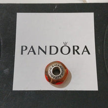 Load image into Gallery viewer, Pandora Retired Clear Murano Glass Bead with Orange Hearts - 790664