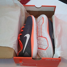 Load image into Gallery viewer, Nike Flex Running Athletic Shoes, 6Y, Dark Grey/White/Total Orange