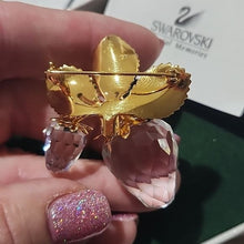 Load image into Gallery viewer, Swarovski Gold Leaf Clear Crystal Memories Strawberry Brooch