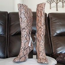 Load image into Gallery viewer, a new day Snakeskin print Brandee Knee High Heeled Fashion Boots, size 8