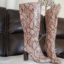 Load image into Gallery viewer, a new day Snakeskin print Brandee Knee High Heeled Fashion Boots, size 8