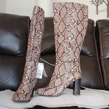Load image into Gallery viewer, a new day Snakeskin print Brandee Knee High Heeled Fashion Boots, size 8