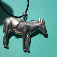 Load image into Gallery viewer, Large Sterling Silver Puffy Hollow Donkey Pendant