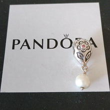 Load image into Gallery viewer, Pandora Sterling Silver Flower with Pink Zirconia and Pearl Dangle - 790546P