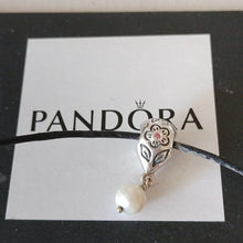 Load image into Gallery viewer, Pandora Sterling Silver Flower with Pink Zirconia and Pearl Dangle - 790546P