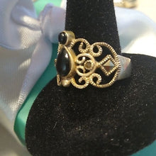 Load image into Gallery viewer, Sterling Silver Onyx + Marcasite Ring, Size 6.5