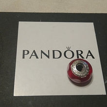 Load image into Gallery viewer, Pandora Red Murano with Pink Hearts Bead Charm 790658 ALE 925