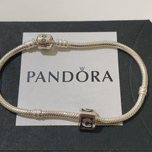 Load image into Gallery viewer, Pandora Sterling Silver 7" Snakechain Starter Bracelet w/ Letter J Charm 790323J