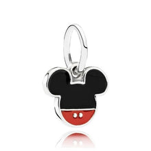 Load image into Gallery viewer, Pandora Sterling Silver Mickey Icon Disney Pendant w/ Black + Red Enamel 791461