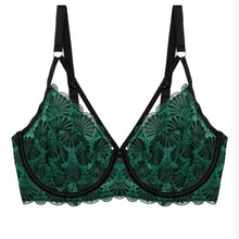 Load image into Gallery viewer, Playful Promises Mia Black + Jade deco embroidery Balconette Bra, 40G