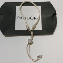 Load image into Gallery viewer, Pandora Moments Pavé Heart Clasp Snake Chain Slider Bracelet 11" adjustable
