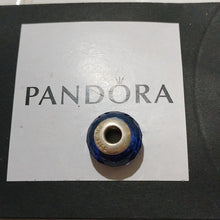 Load image into Gallery viewer, Pandora Sterling Silver Fascinating Iridescence Blue Murano Glass Charm 791646