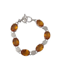 Load image into Gallery viewer, Citrine + Sterling Silver Chain Toggle Bracelet, up to 8"