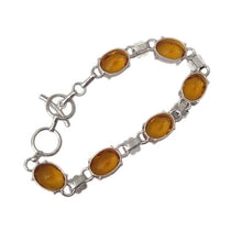 Load image into Gallery viewer, Citrine + Sterling Silver Chain Toggle Bracelet, up to 8"