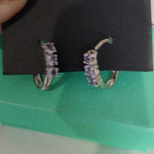 Load image into Gallery viewer, Sterling Silver+ Iolite Small Hoop Earrings
