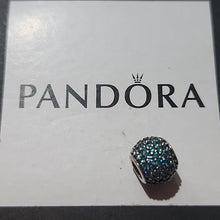 Load image into Gallery viewer, Pandora Retired Sterling Silver Pave Lights Bead with Teal Zirconia - 791051MCZ