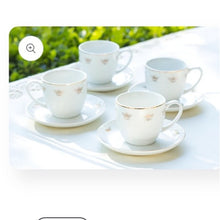 Load image into Gallery viewer, Grace Teaware Queen Bee Fine Porcelain Teacups with Saucers, Set of 4