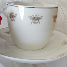 Load image into Gallery viewer, Grace Teaware Queen Bee Fine Porcelain Teacups with Saucers, Set of 4