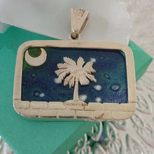 Load image into Gallery viewer, Sterling Silver South Carolina Crescent, Palmetto Framed Glass Pendant 925