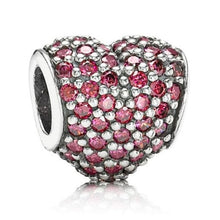 Load image into Gallery viewer, Pandora Retired Sterling Silver Pave Heart Bead with Red Zirconia - 791052CZR
