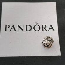 Load image into Gallery viewer, Pandora Retired Sterling Silver Shimmering Blossom Bead with Clear + Black CZs
