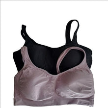 Load image into Gallery viewer, Set of 2 Soft Support Sports Bras, Black + Lilac, Size 2XL