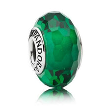 Load image into Gallery viewer, Pandora Sterling Silver Emerald Green Fascinating Faceted Murano Charm 791619
