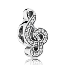 Load image into Gallery viewer, Pandora Retired Sterling Silver Sweet Music Treble Clef Charm w/ CZs -791381cz