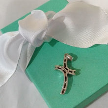 Load image into Gallery viewer, 10k White Gold + Channel set Diamonds Cross Pendant