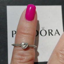 Load image into Gallery viewer, Pandora Sterling Silver One Love Stackable Heart Ring w/Clear Zirconia -190896cz