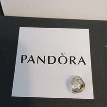 Load image into Gallery viewer, Pandora Sterling Silver + 14K Gold Raised Flower Bead w/ Pink Zirconia 790207pcz