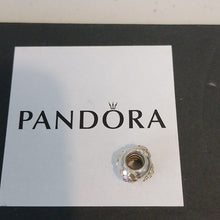 Load image into Gallery viewer, Pandora Sterling Silver + 14K Gold Raised Flower Bead w/ Pink Zirconia 790207pcz