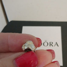 Load image into Gallery viewer, Pandora Sterling Silver + 14K Gold Raised Flower Bead w/ Pink Zirconia 790207pcz