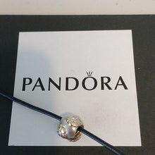 Load image into Gallery viewer, Pandora Sterling Silver + 14K Gold Raised Flower Bead w/ Pink Zirconia 790207pcz
